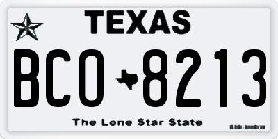 TX license plate BCO8213
