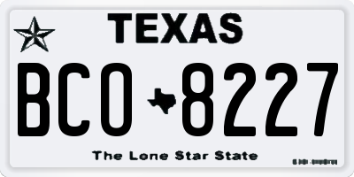 TX license plate BCO8227
