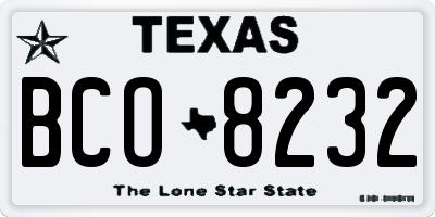 TX license plate BCO8232