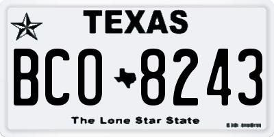 TX license plate BCO8243