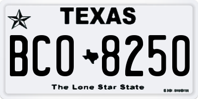 TX license plate BCO8250