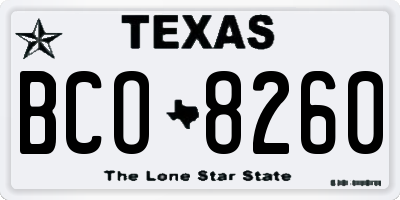 TX license plate BCO8260
