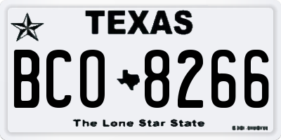 TX license plate BCO8266