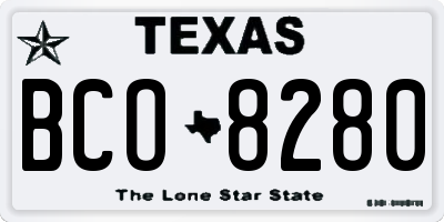 TX license plate BCO8280