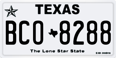TX license plate BCO8288