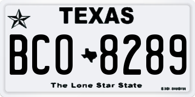 TX license plate BCO8289