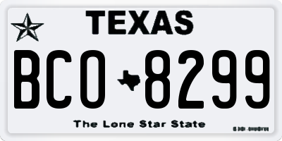 TX license plate BCO8299