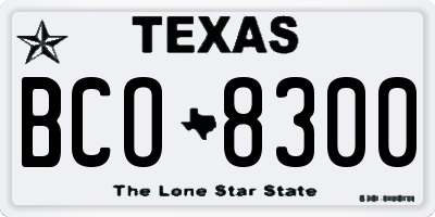 TX license plate BCO8300