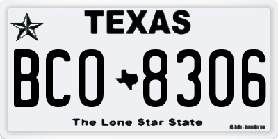 TX license plate BCO8306