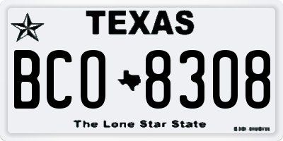 TX license plate BCO8308
