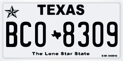 TX license plate BCO8309