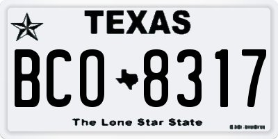TX license plate BCO8317