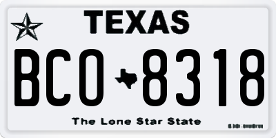 TX license plate BCO8318