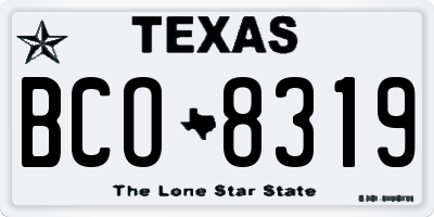TX license plate BCO8319