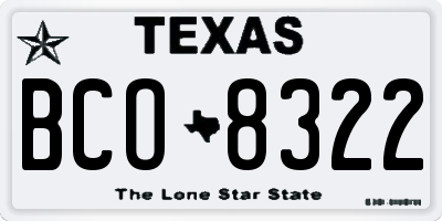 TX license plate BCO8322