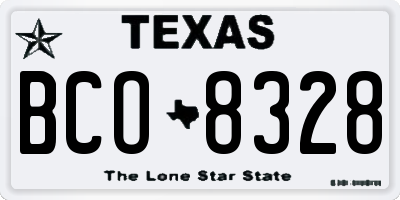 TX license plate BCO8328