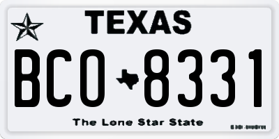 TX license plate BCO8331