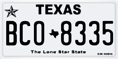 TX license plate BCO8335