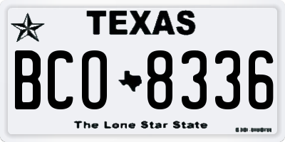 TX license plate BCO8336