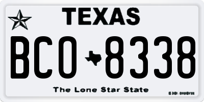 TX license plate BCO8338