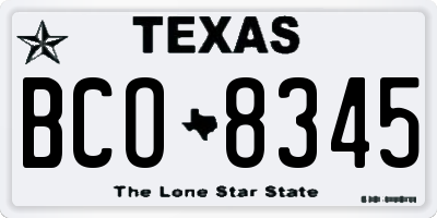 TX license plate BCO8345