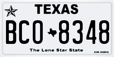 TX license plate BCO8348