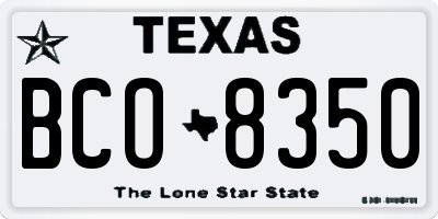 TX license plate BCO8350