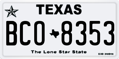 TX license plate BCO8353