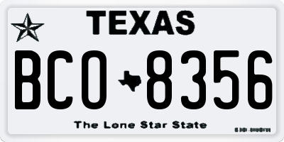 TX license plate BCO8356
