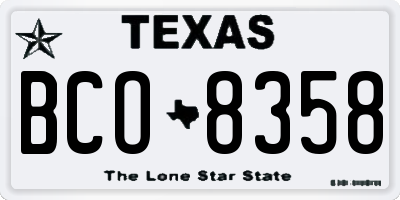 TX license plate BCO8358