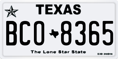 TX license plate BCO8365