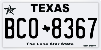 TX license plate BCO8367