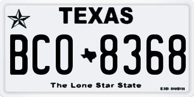 TX license plate BCO8368