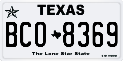 TX license plate BCO8369