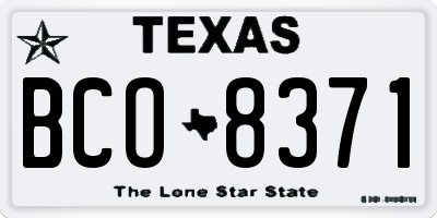 TX license plate BCO8371