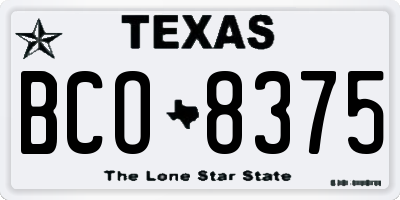 TX license plate BCO8375