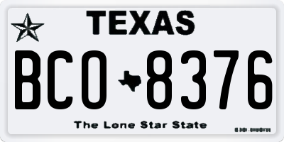 TX license plate BCO8376