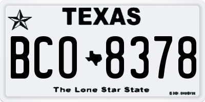 TX license plate BCO8378