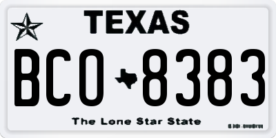 TX license plate BCO8383