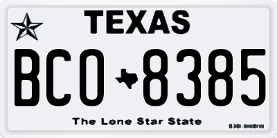 TX license plate BCO8385