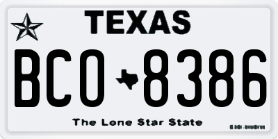TX license plate BCO8386