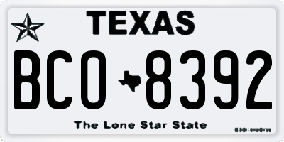 TX license plate BCO8392