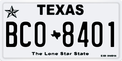 TX license plate BCO8401