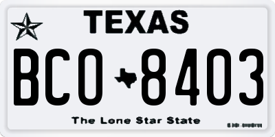 TX license plate BCO8403