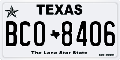 TX license plate BCO8406