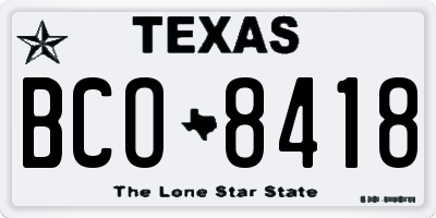 TX license plate BCO8418