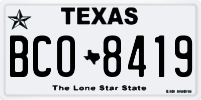 TX license plate BCO8419