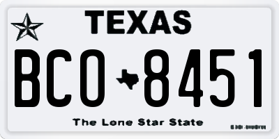 TX license plate BCO8451