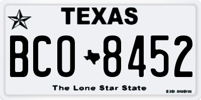 TX license plate BCO8452