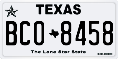TX license plate BCO8458